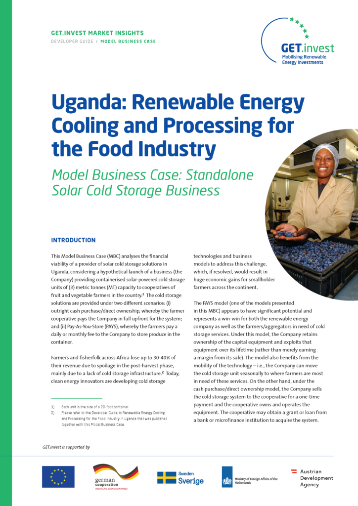 Model Business Case: Standalone Solar Cold Storage Business