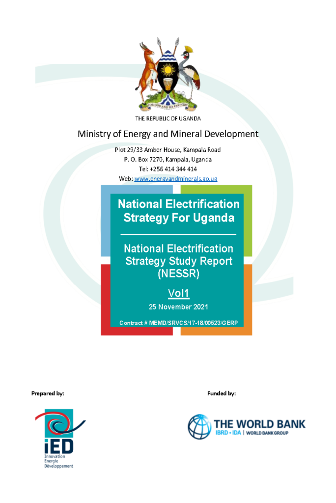 National Electrification Strategy For Uganda - National Electrification Strategy Study Report (NESSR) Vol1